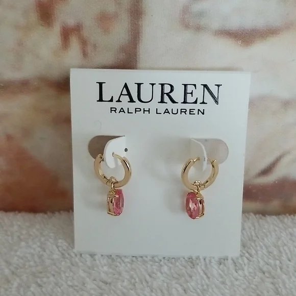 Lauren Ralph Lauren ★【フープピアス】Logo Huggie Drop 14 Lauren Ralph Lauren Gold Tone Stone Huggie Drop Earrings